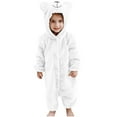 thumbnail image 1 of Girls Boys Flannel Jumpsuit Casual Cute Button Fuzzy Hooded Rompers Baby Comfy Winter Warm Fleece Long Sleeve Loungewear, 1 of 5
