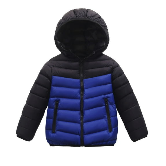 Girls Boys Jacket Cute Down Coat Winter with Contrast Sleeves Warm Quilted Kids Windproof for Cold Weather Outerwear Coats 6-7 Years