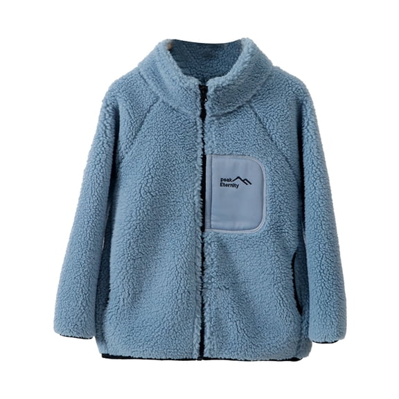 Girls Boys Fleece Jacket Full Zip Fall Winter Soft Coat Faux Fur Coat Soft Warm Outerwear Jackets with Pockets