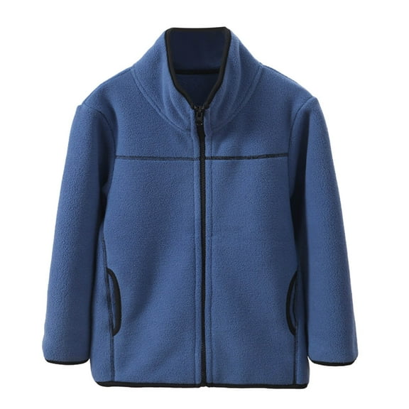 Girls Boys Fleece Jacket Full-zip Toddlers Kids Polar Coat Outwear Children's Fall Clothing(Color:Dark Blue,Size:3-4 Years)