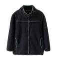 thumbnail image 1 of Girls Boys Jacket Full-zip Toddlers Kids Polar Coat Outwear Children's Fall Clothing(Color:Grey,Size:5-6 Years), 1 of 5