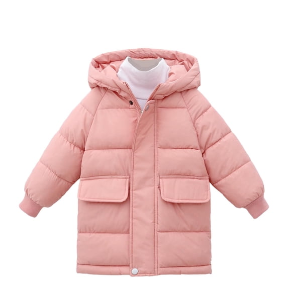 Girls Boys Fleece Jacket Zip up Coat Fall Winter Outwear Clothes with Pocket Pink 7-8 Years