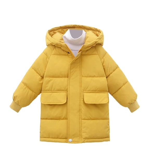 Girls Boys Fleece Jacket Zip up Coat Fall Winter Outwear Clothes with Pocket Yellow 2-3 Years