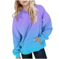 thumbnail image 1 of Girls & Boys Fleece Lined Hoodies with Front Pocket Pullover Sweatshirts 5-15 Years Teens Trendy Gradient Printed Raglan Warm Workout Hooded Tops, 1 of 5