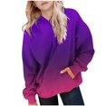 thumbnail image 1 of Girls & Boys Fleece Lined Hoodies with Front Pocket Pullover Sweatshirts 5-15 Years Teens Trendy Gradient Printed Raglan Warm Workout Hooded Tops, 1 of 5