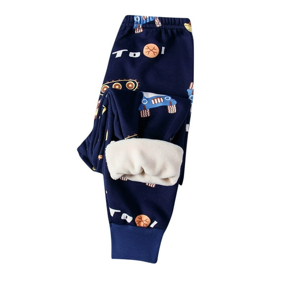 Girls Boys Fleece Lined Leggings Cotton Kids Winter Warm Leggings Thick Thermal Tights Pants Blue 3 Years
