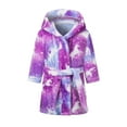 thumbnail image 1 of Girls Boys Fleece Robe Kids Hooded Plush Lightweight Bathrobe Cartoon Sleepwear for 2-12Y, 1 of 10