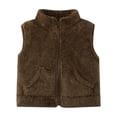 thumbnail image 1 of Girls Boys Fleece Vest Casual Loose Zipper Fuzzy Sleeveless Jacket Kids Lightweight Winter Warm Outwear with Pockets 0-6 Years, 1 of 4