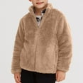 thumbnail image 1 of qILAKOG Girls Boys Full Zip Fleece Jacket Sherpa Outwear Coat Fall Winter Children's Fashion Solid Color Zipper Pocket Stand Up Collar Warm Long Sleeved Hooded Casual Jacket Khaki 4-5 Years, 1 of 6