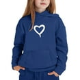 thumbnail image 1 of Girls Boys Fuzzy Hoodies Long Sleeve Hooded Sweatshirts Winter Warm Pullover Tops with Pocket Graphic Printed Pullover - Navy,12-13 Years, 1 of 5