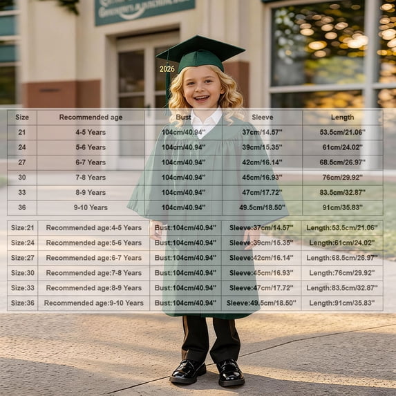 Girls Boys Graduation Cap And Gown With 2026 Tassel Green Graduation Dress Class Of 2026 Graduation Photography Outfit 7-8 Years