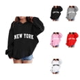 thumbnail image 1 of Girls Boys Graphic Hooded Sweatshirt, Long Sleeve Casual Pullover Top with NEW YORK Letter Print, Trendy 2025 Back to School Clothes for, 1 of 4