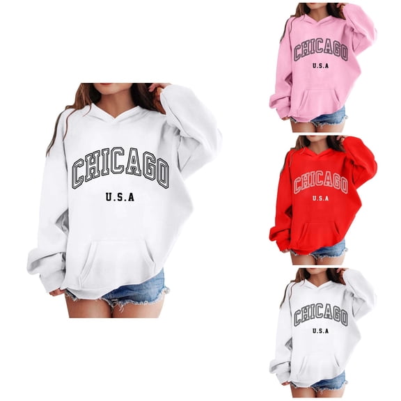 Girls Boys Graphic Hooded Sweatshirt Long Sleeve Pullover Soft Casual Kids Top Clothes