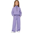 thumbnail image 1 of Girls Boys Half Zip 2 Piece Sweatsuits Mock Neck Pullover Sweatshirt and Wide Leg Sweatpants Thumb Hole Tracksuit Sportswear, 1 of 9