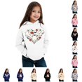 thumbnail image 1 of Girls Boys Halloween Hoodies Long Sleeve Loose Fit Ghost Sweatshirt with Pocket Winter Outfit, 1 of 4