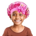 thumbnail image 1 of Girls Boys Hats Silk Sleep with Bow Tie Soft Comfortable Floral Printed Sleep with Elastic Straps Round with Cute Versatile Hair Caps for Girls Boys, 1 of 2