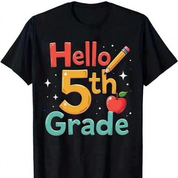 Girls & Boys "Hello 5th Grade Back To School T-Shirt, T-Shirt for Kids Youth, 180gsm, 100% Cotton