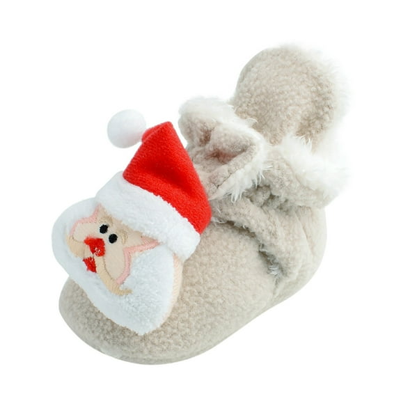 Girls Boys Home Christmas Slippers Warm Cartoon House Slippers For Lined Winter Indoor Shoes