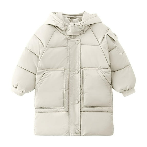 Girls Boys Hooded Puffer Jacket Kids Winter Heavyweight Full Zip Coats Kids Quilted Windbreaker Outerwear