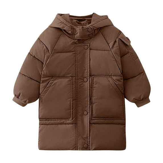 Girls Boys Hooded Puffer Jacket Kids Winter Heavyweight Full Zip Coats Kids Quilted Windbreaker Outerwear