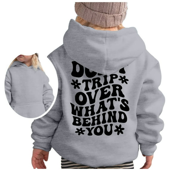 Girls Boys Hoodie Long Sleeve Pullover Cute Hoodie for Teen Girls Cute Printed Winter Clothes Sport Juniors Tops for Teen Girls Boys 4-5 Years Kids Grey Hoodie