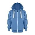 thumbnail image 1 of Girls Boys Hoodie Long Sleeve Zip up Comfy Sweatshirt with Pocket Letter Graphic Print Workwear Hoodie Preppy Clothes for Girls 7-8 Years Blue Hoodie, 1 of 6