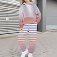 thumbnail image 1 of Girls Boys Hoodie and Sweatpants Gradient Striped Fleece Sweatsuit 2 Piece Jogger Set Tracksuit with Pocket New Girls Fall Clothing Sets Pinky 4-5 Years, 1 of 5
