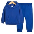 thumbnail image 1 of Girls Boys Hoodie and Jogger Pants Sets 2 Piece Sweatsuits Fall Winter Sports Lounge Outfits with Pockets (4-5 Years, Blue), 1 of 3