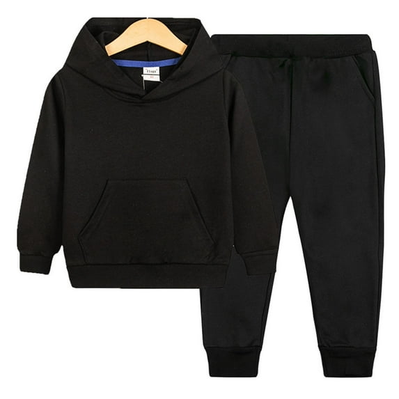 Girls Boys Hoodie and Sweatpants Set Unisex Kids Sweatsuit Casual Workout 2 Piece Outfits Tracksuit New 2PCS Fall Girl Outfits Set Black 2-3 Years