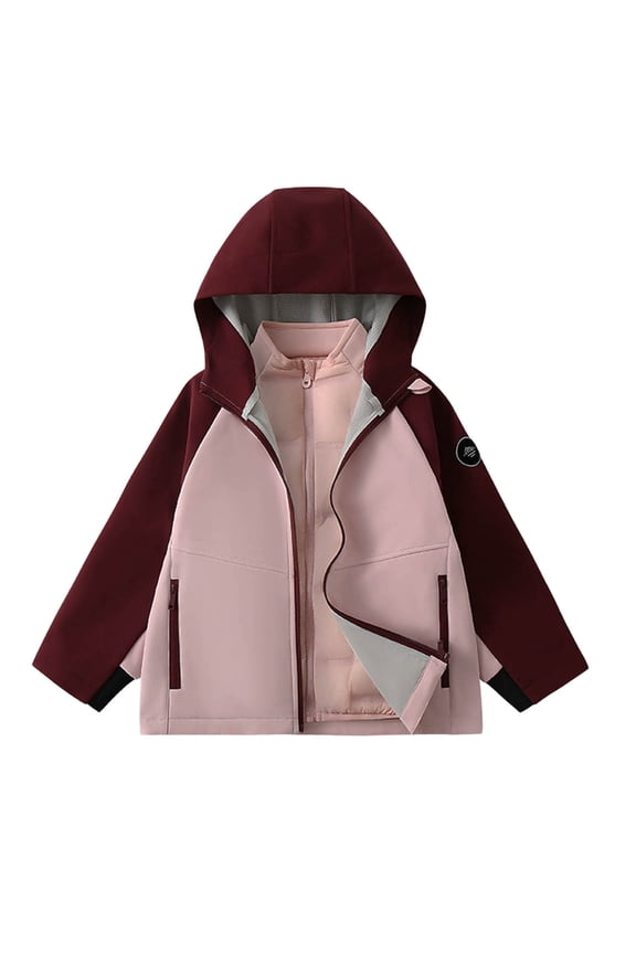 Girls Boys Jacket Kids Hooded Coat Lightweight Windproof Zip Up Thin Outwear Toddler Long Sleeve Sunscreen Windbreaker Spring Autumn Warm Softshell Clothes Pink 3-4 Years