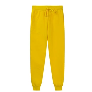Girls Boys Jogger Sweatpants Adjustable Drawstring Casual Pants with Pockets Boys Solid Pants Yellow Pants for Girls Kids Pants Size 6-7 Years