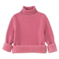 thumbnail image 1 of Girls Boys Jumper Winter Turtleneck Knitted Sweaters Long Sleeves Casual Tops Pink 5-6 Years, 1 of 2