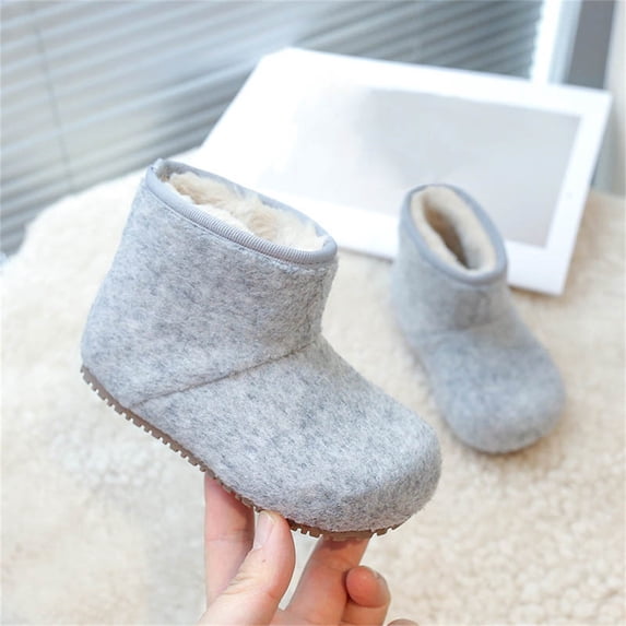 Girls Boys Kids Faux Fur Boots Furry Fuzzy Fluffy Snow Boots Warm Winter Boots Flat Shoes Outdoor Boot