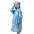 thumbnail image 1 of Girls Boys Kids Waterproof Long Solid Color Hooded Rain Coat with Transparent Brim for School Travel Rainy Season Rainwear One Size, 1 of 4