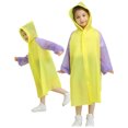 thumbnail image 1 of Girls Boys Kids Waterproof Semi Transparent Contrast Sleeve Long Hooded Rain Coat for School Travel Rainy Days Rainwear One Size, 1 of 3