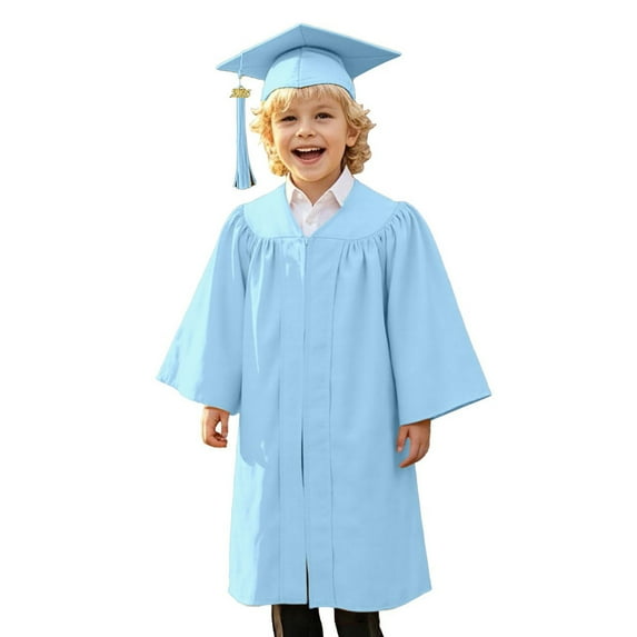 Girls Boys Kindergarten Graduation Cap and Gown with 2025 Tassel Blue Cap and Gown Kids Ceremony Party Gift
