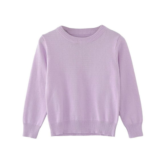 Girls Boys Knit Sweater Casual Loose Ribbed Crewneck Pullover Sweaters Kids Solid Color Winter Warm Long Sleeve Tops