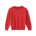 thumbnail image 1 of Girls Boys Knit Sweater Casual Loose Ribbed Crewneck Pullover Sweaters Kids Solid Color Winter Warm Long Sleeve Tops, 1 of 5