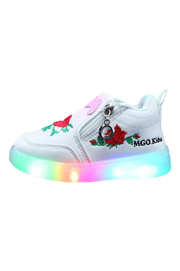 Girls Boys Light Up Shoes Toddler Slip on Lightweight Led Flashing Running Sneakers for Little Big Kid