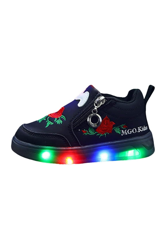 Girls Boys Light Up Shoes Toddler Slip on Lightweight Led Flashing Running Sneakers for Little Big Kid