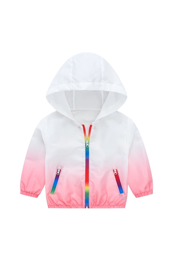 Girls Boys Lightweight Hoodie Jackets Rainbow Gradient Zipper UV Protection Shirts Cooling Athletic Hooded