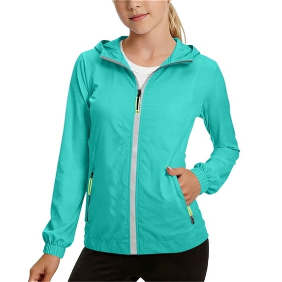 Girls Boys Lightweight Windbreaker Jacket UPF 50+ Sun Hoodie Shirts Long Sleeve UV Protection Zip Sunscreen Clothes with Zipper Pockets Mint Green 5-6Years