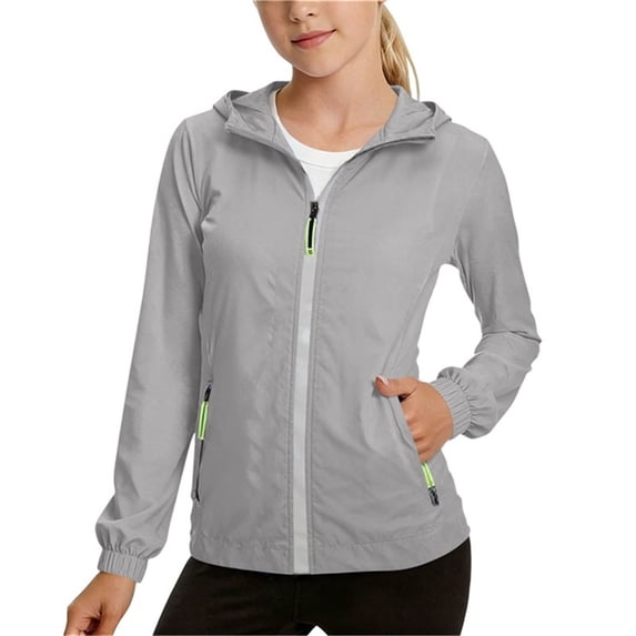 Girls Boys Lightweight Windbreaker Jacket UPF 50+ Sun Hoodie Shirts Long Sleeve UV Protection Zip Sunscreen Clothes with Zipper Pockets Gray 5-6Years