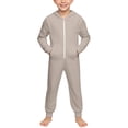 thumbnail image 1 of Girls Boys Long Sleeve Hooded Zipper Romper Jumpsuit With Pocket Soft Casual Outfit For Daily Wear Khaki,130, 1 of 9