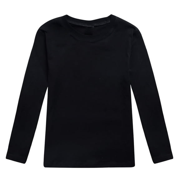 Girls Boys Long Sleeve Shirts Classic Plain Colored Toddler Basic Comfy Tee Back To School Clothes for Little Kids 12-13 Years
