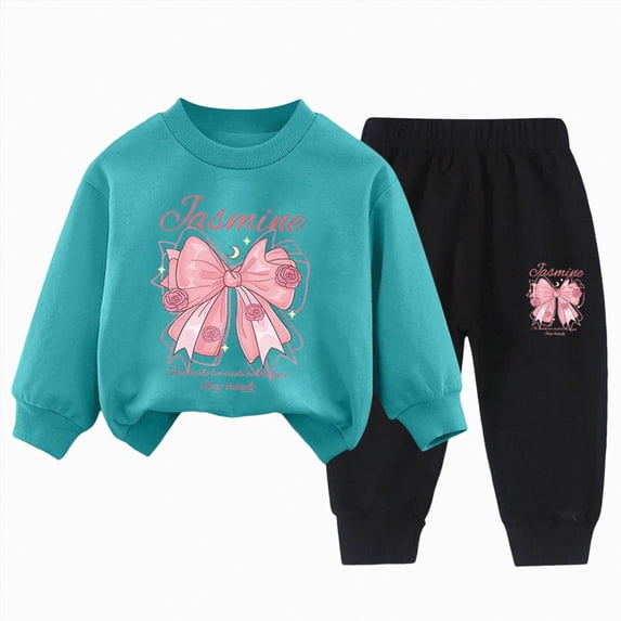 Girls Boys Long Sleeve Tops Elastic Waist Set Pajamas & Dailywear Gift Set Sweatshirt Pants Casual Two Piece Set 6-12 Months 12-24 Months 2T 3T 4T 5T 6T 7T Gift Set 1-2 Years