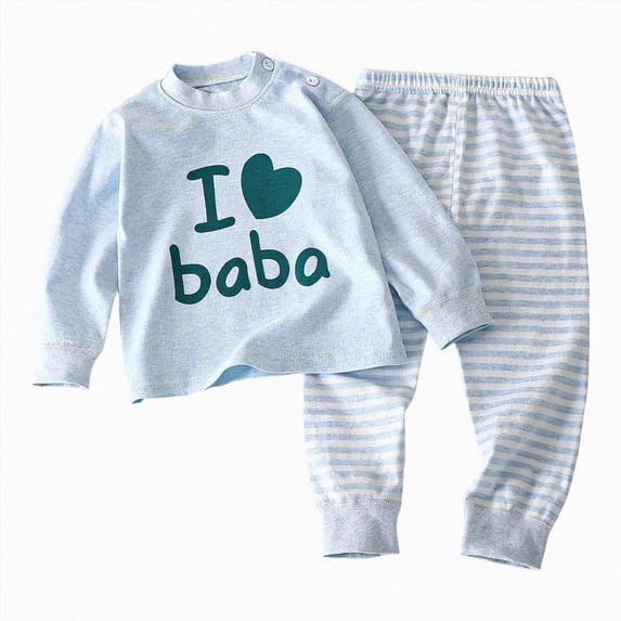 Girls Boys Long Sleeved Pants Pajama Set Comfortable Soft Stylish Letter Print Boys Pajama Set Tracksuit Sweatsuits Set Back-To-School Outfit Set 12-18 Months