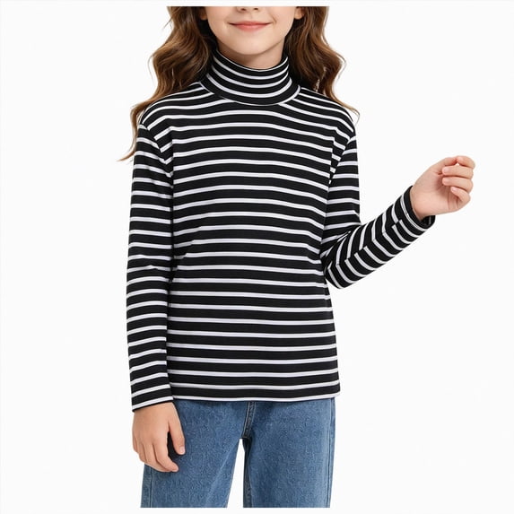 Girls Boys Long Sleeved Top Casual Top Casual Kids Base Layer Undershirts 1T 2T 3T 4T 5T 6T 7T 8T 9T Fall Winter Tops Basic Tees SleepWear 3-4 Years Black T Shirts