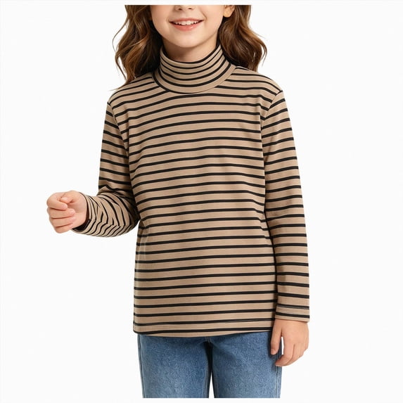 Girls Boys Long Sleeved Top Casual Top Casual Kids Base Layer Undershirts 1T 2T 3T 4T 5T 6T 7T 8T 9T Fall Winter Tops Basic Tees SleepWear 3-4 Years Coffee T Shirts