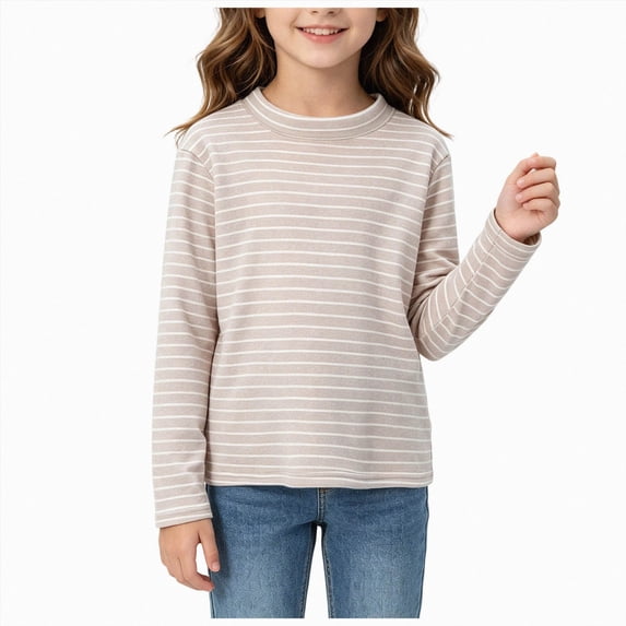 Girls Boys Long Sleeved Top Casual Top T Shirts Kids Crewneck Fall Winter Tops Basic Tees Fall Winter Tops Basic Tees SleepWear 4-5 Years White T Shirts